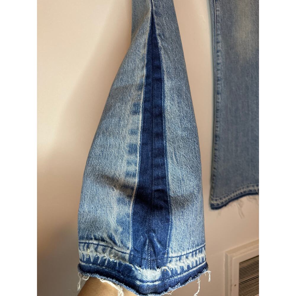 Baldwin‎ Jeans Willow Mid Rise Flare Two Tone Raw Hem Denim Size 24 Blue - Picture 5 of 11